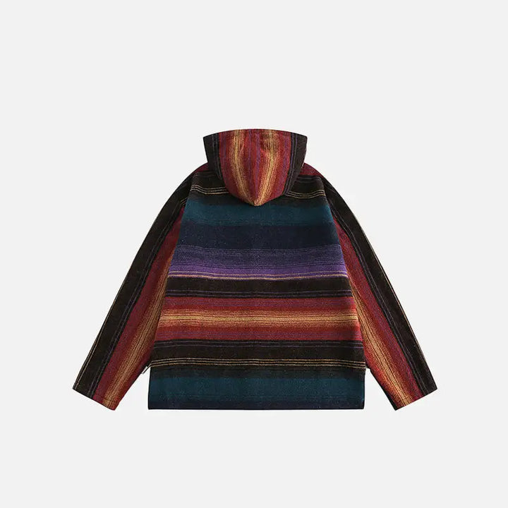 Y2k hit color retro striped hoodie in luxurious cotton blend - hoodie