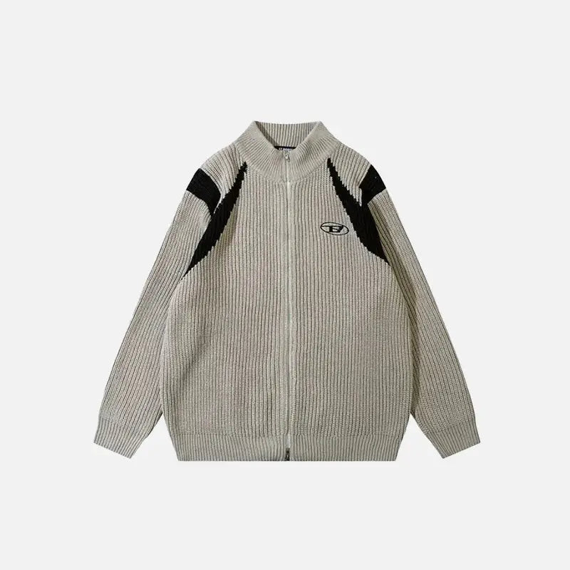 Retro loose fit knitted jacket from y2k streetwear collection - beige / m - jackets