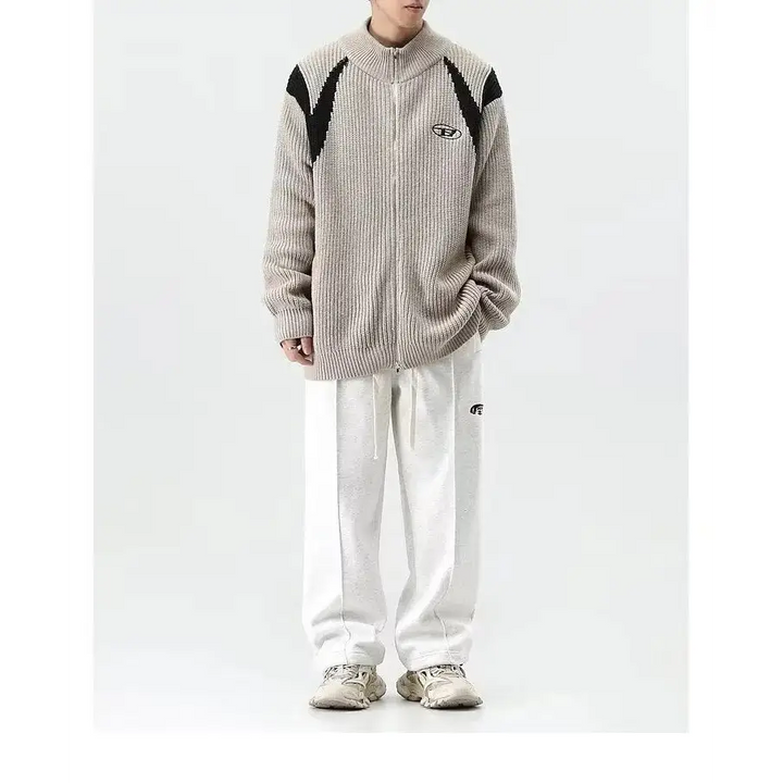 Retro loose fit knitted jacket from y2k streetwear collection - jackets