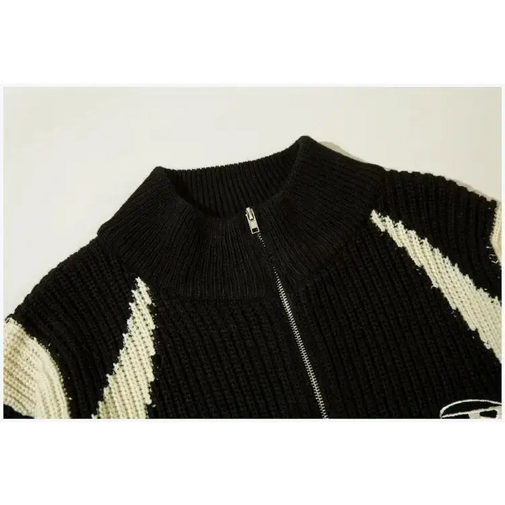 Retro loose fit knitted jacket from y2k streetwear collection - jackets