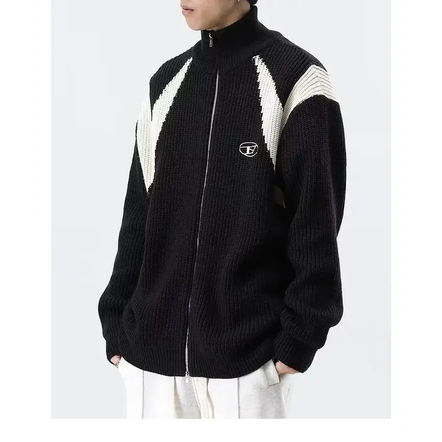 Retro loose fit knitted jacket from y2k streetwear collection - jackets