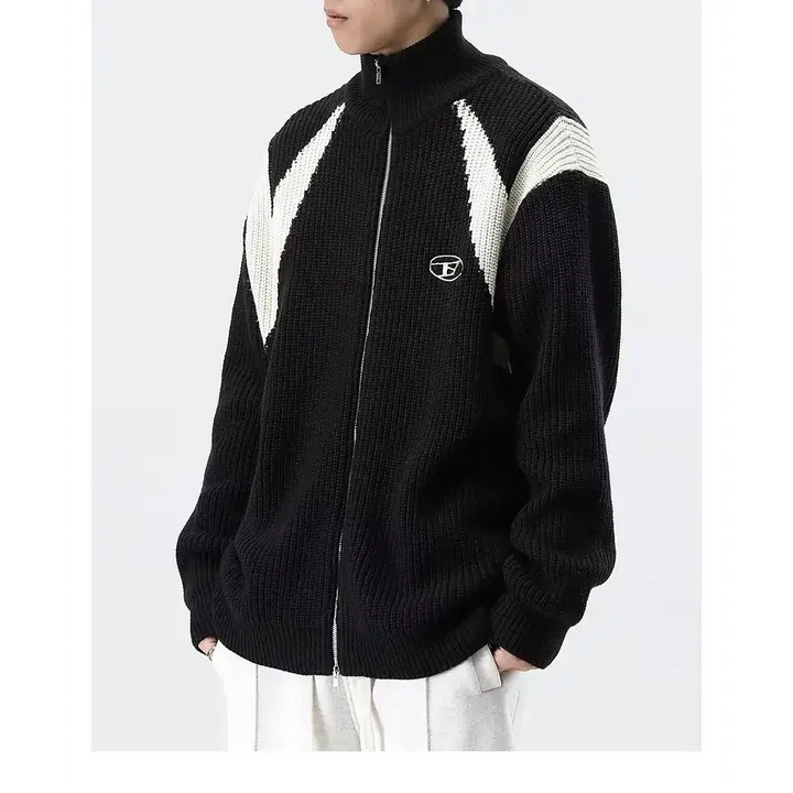 Retro loose fit knitted jacket from y2k streetwear collection - jackets