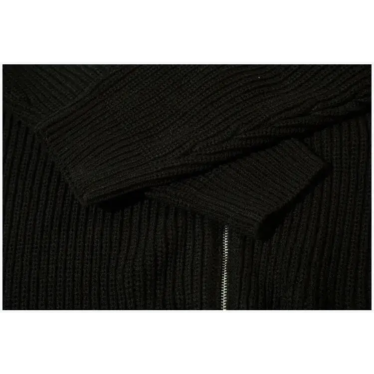 Retro loose fit knitted jacket from y2k streetwear collection - jackets