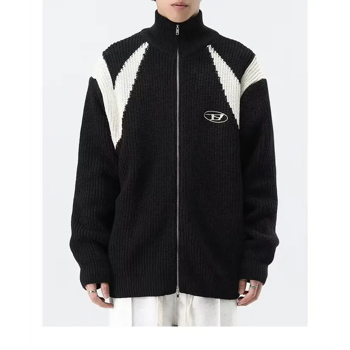 Retro loose fit knitted jacket from y2k streetwear collection - jackets