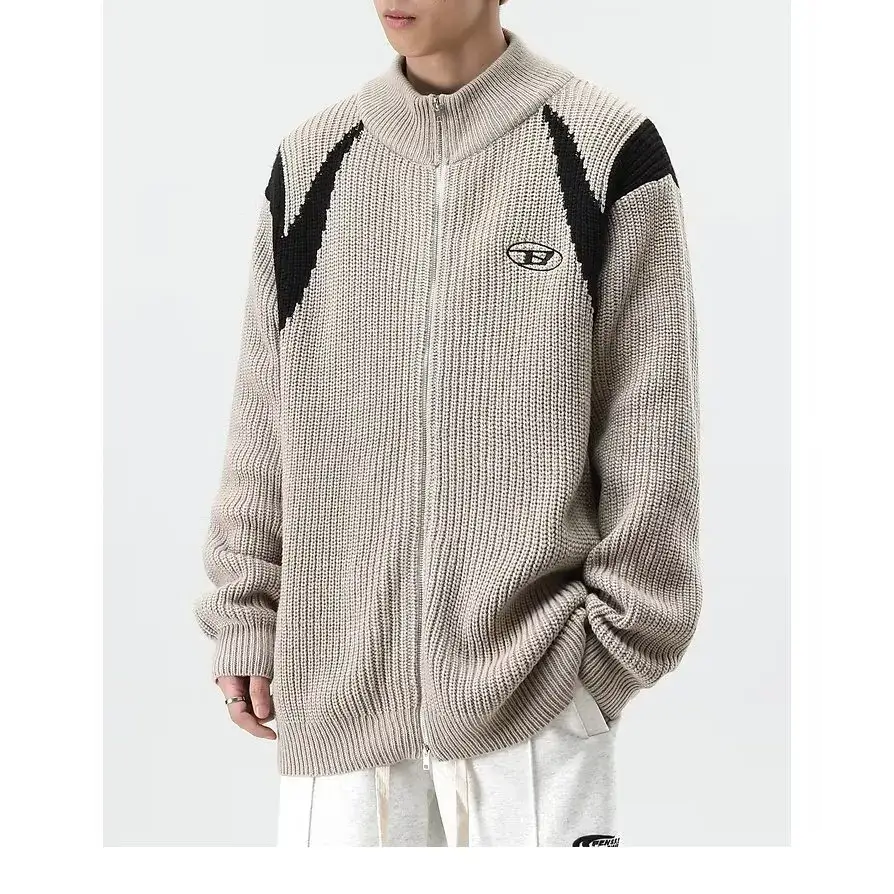 Retro loose fit knitted jacket from y2k streetwear collection - jackets