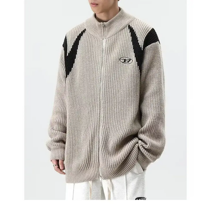 Retro loose fit knitted jacket from y2k streetwear collection - jackets