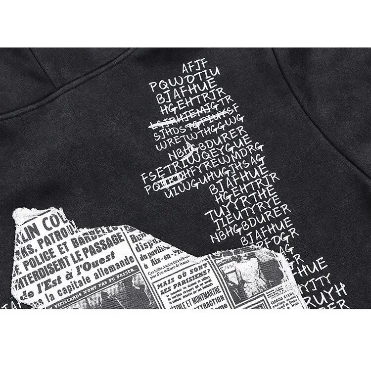 Retro y2k newspaper graphic hoodie for eye-catching style - hoodies