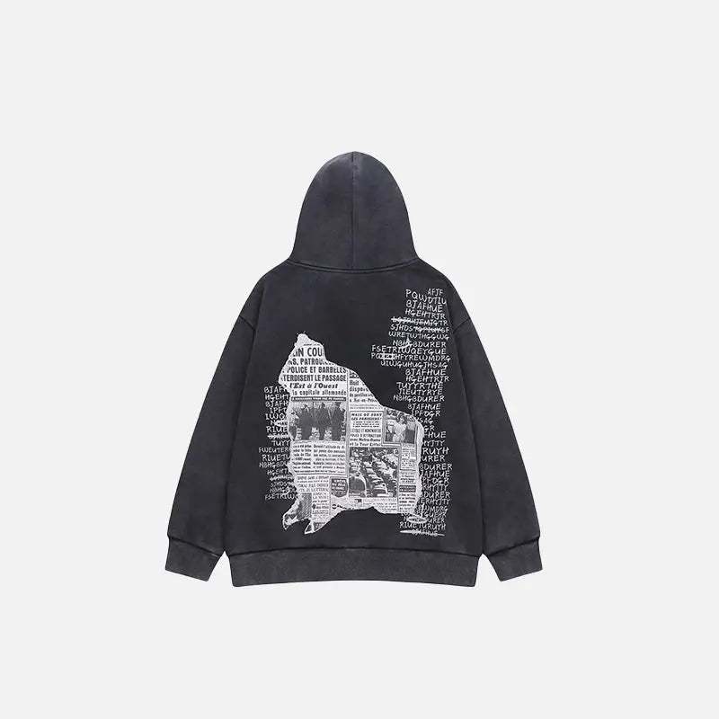 Retro y2k newspaper graphic hoodie for eye-catching style - hoodies