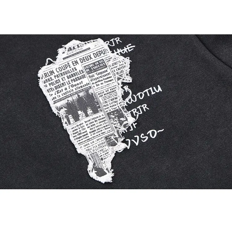 Retro y2k newspaper graphic hoodie for eye-catching style - hoodies