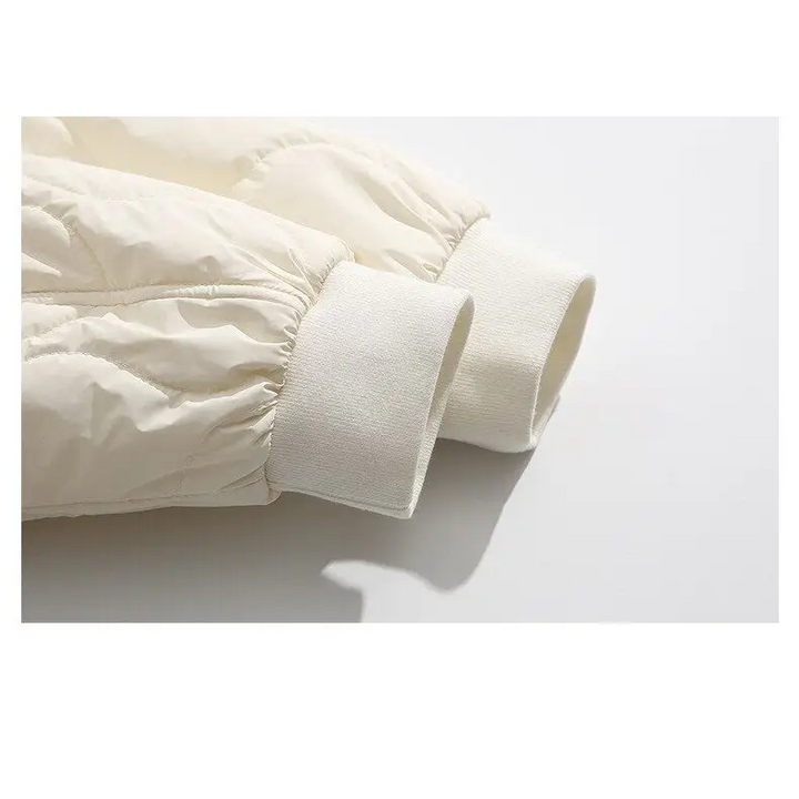 Y2k retro patched jacket with classic collar and zipper - puffer