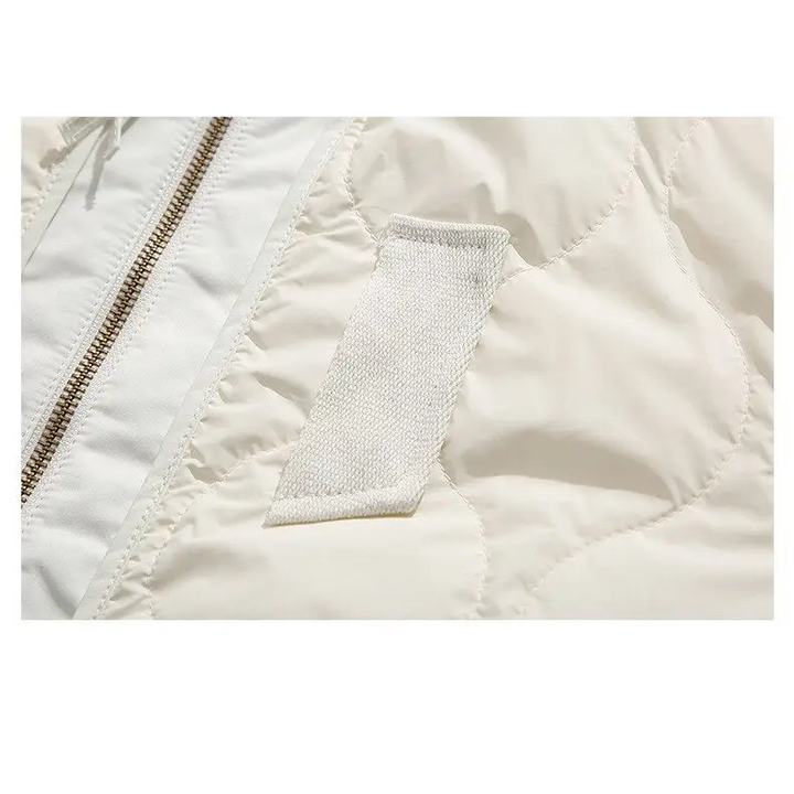 Y2k retro patched jacket with classic collar and zipper - puffer