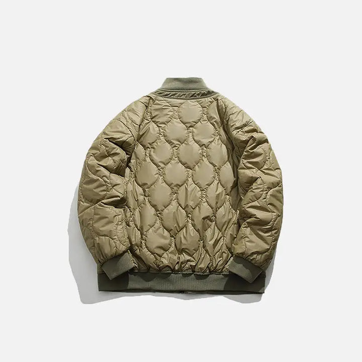 Y2k retro patched jacket with classic collar and zipper - puffer