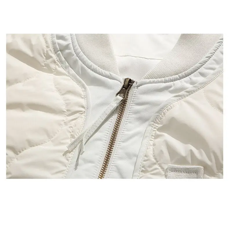 Y2k retro patched jacket with classic collar and zipper - puffer