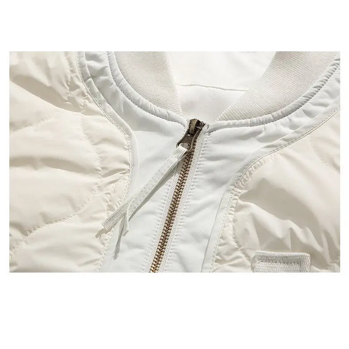 Y2k retro patched jacket with classic collar and zipper - puffer