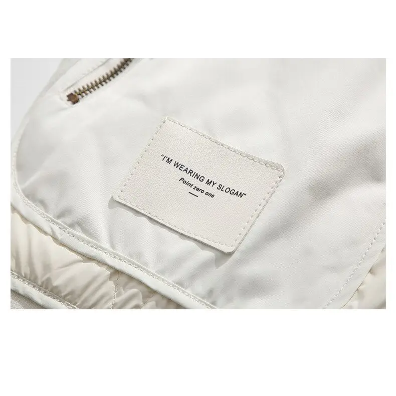 Y2k retro patched jacket with classic collar and zipper - puffer