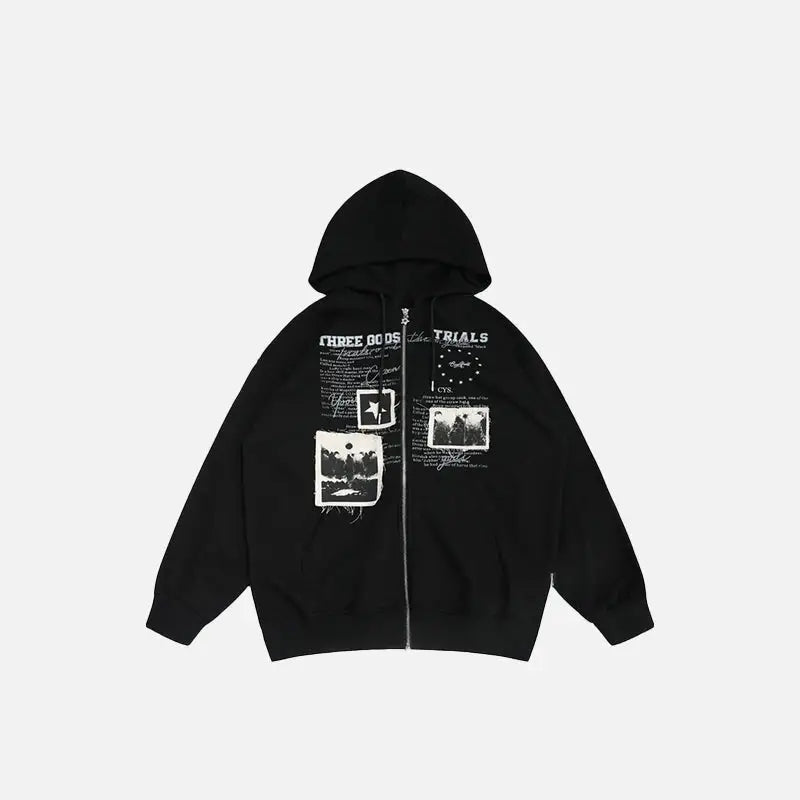 Y2k retro letter print hoodie for comfort and style - black / s - hoodies