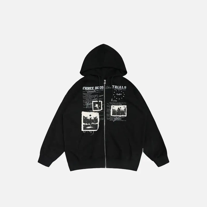Y2k retro letter print hoodie for comfort and style - black / s - hoodies