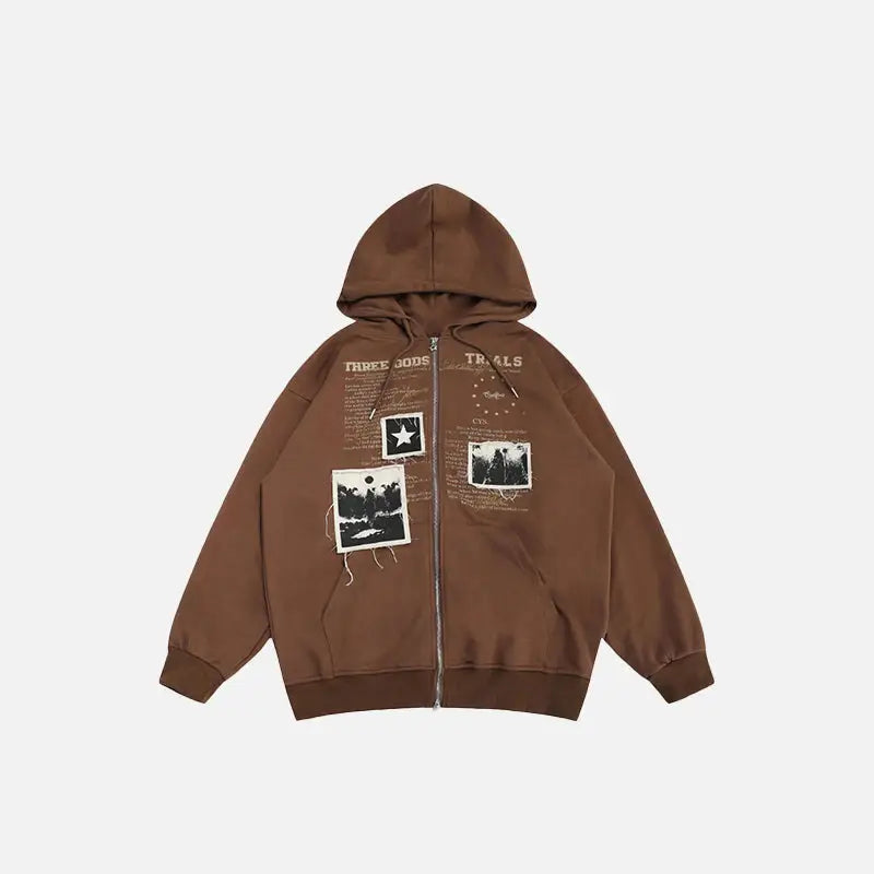 Y2k retro letter print hoodie for comfort and style - brown / s - hoodies