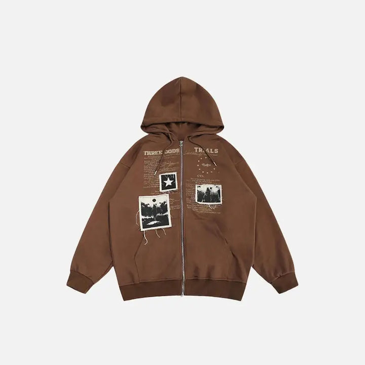Y2k retro letter print hoodie for comfort and style - brown / s - hoodies