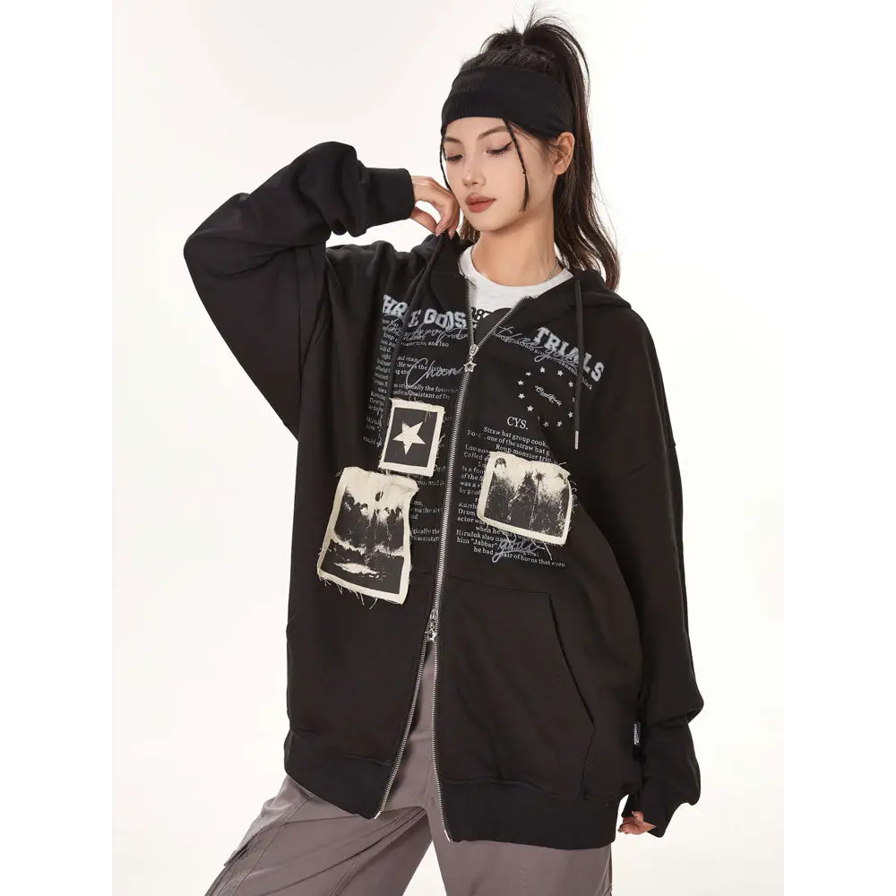 Y2k retro letter print hoodie for comfort and style - hoodies