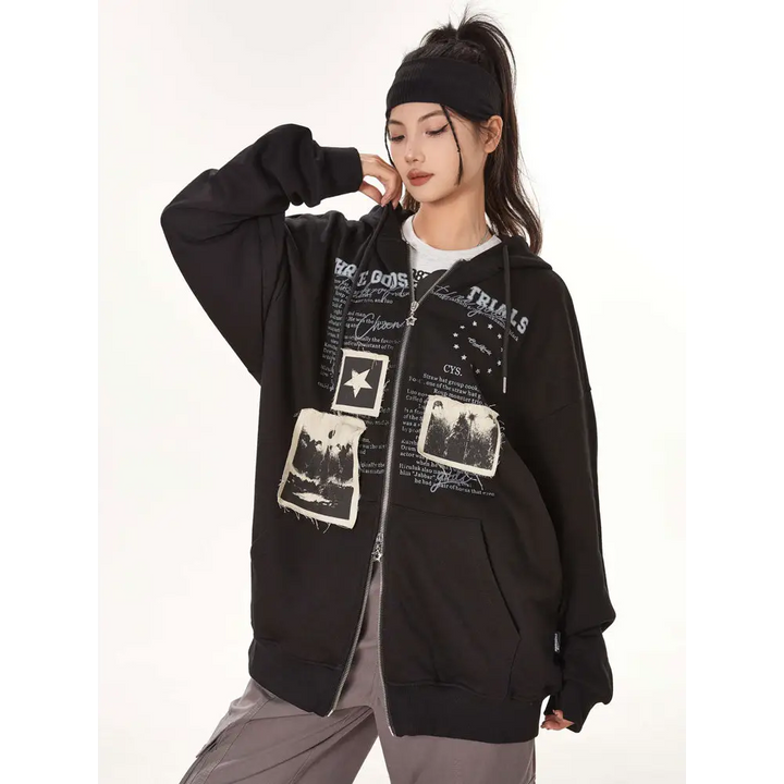 Y2k retro letter print hoodie for comfort and style - hoodies