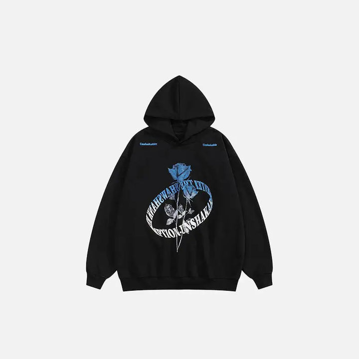 Y2k retro rose graphic sweat à capuche for ultimate comfort and style - black / s - hoodies