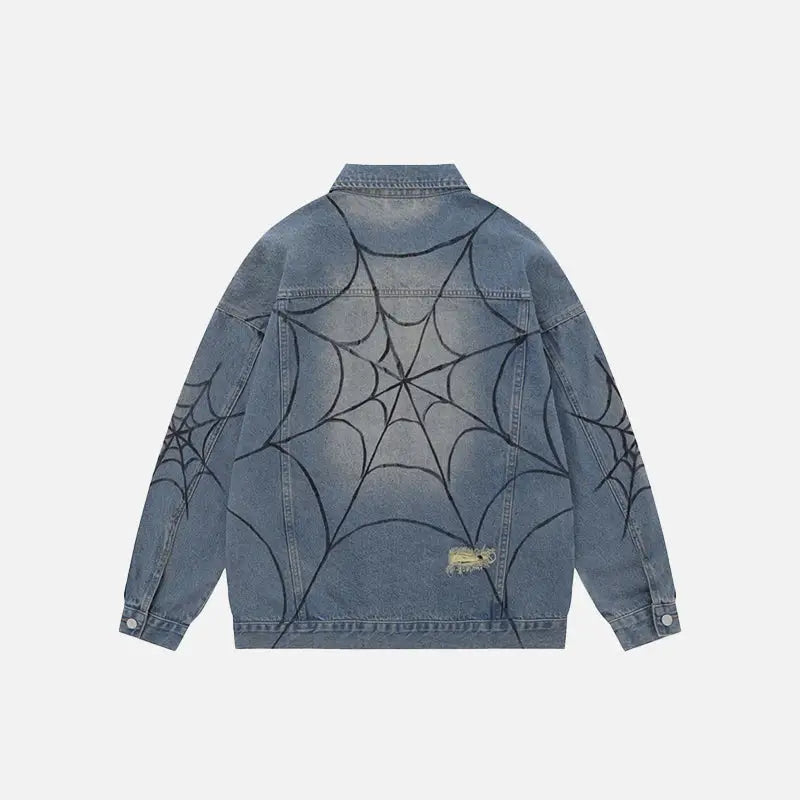Y2k spider web denim jacket for unique style and comfort