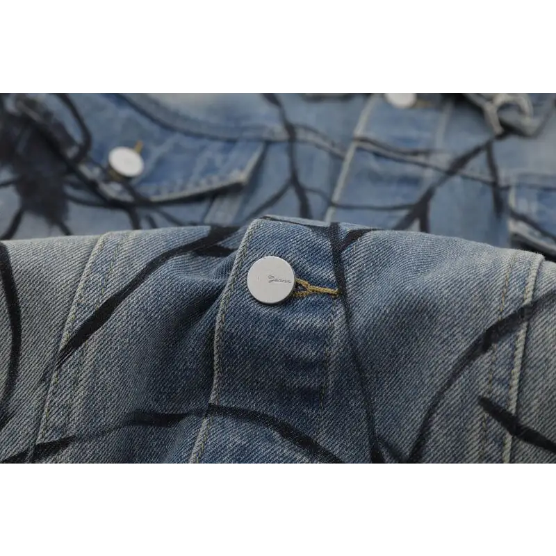 Y2k spider web denim jacket for unique style and comfort