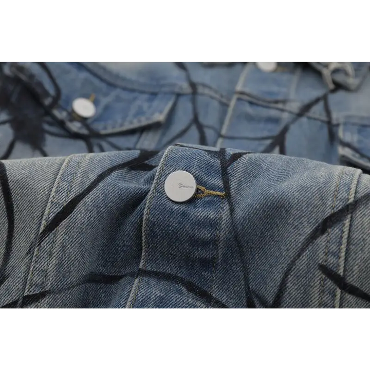 Y2k spider web denim jacket for unique style and comfort