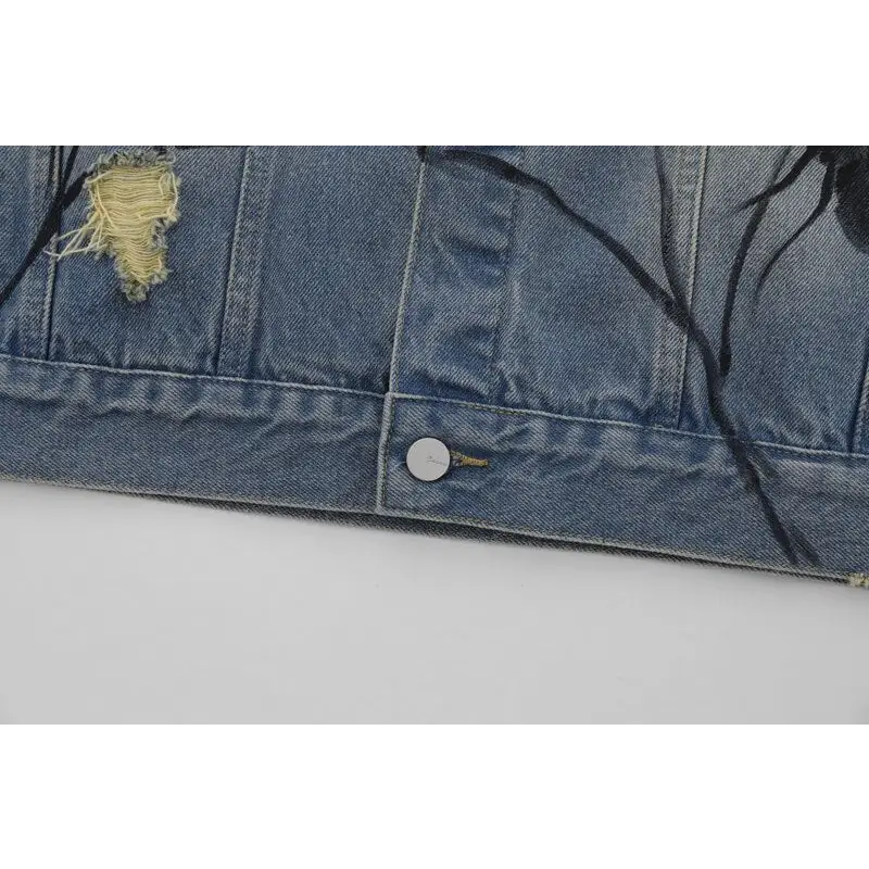 Y2k spider web denim jacket for unique style and comfort
