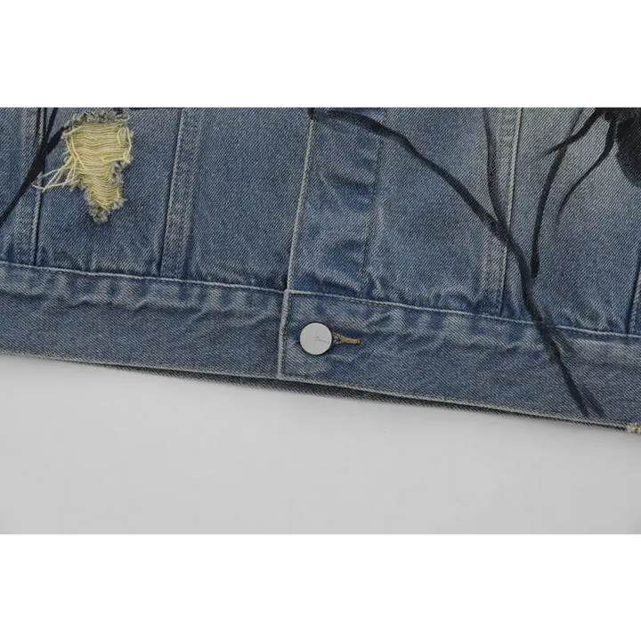 Y2k spider web denim jacket for unique style and comfort