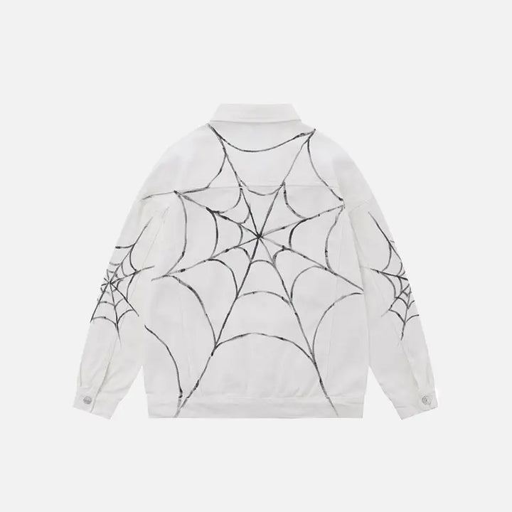 Y2k spider web denim jacket for unique style and comfort