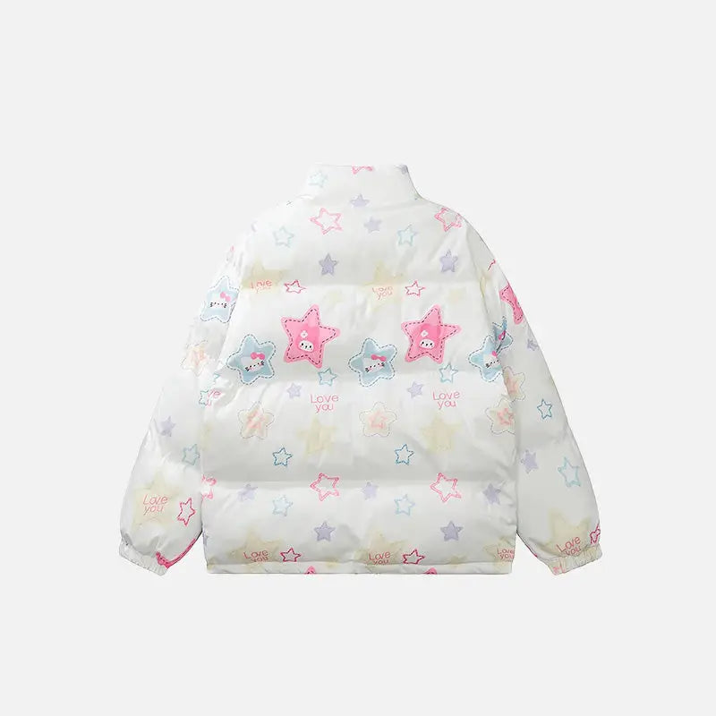 Y2k retro star quilted jacket with classic stand-up collar - jackets