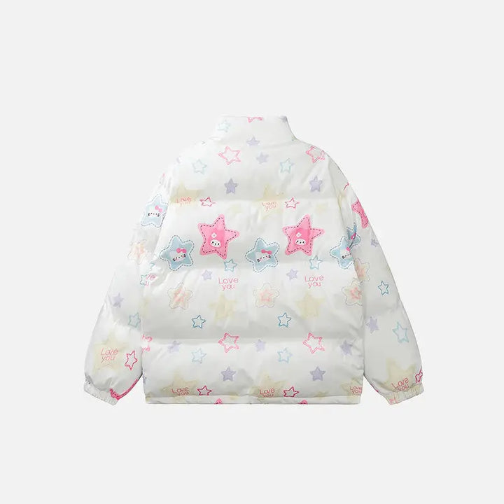 Y2k retro star quilted jacket with classic stand-up collar - jackets
