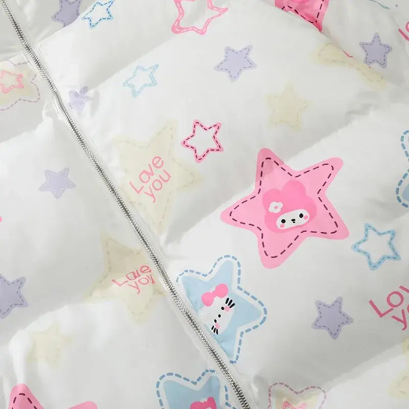 Y2k retro star quilted jacket with classic stand-up collar - jackets