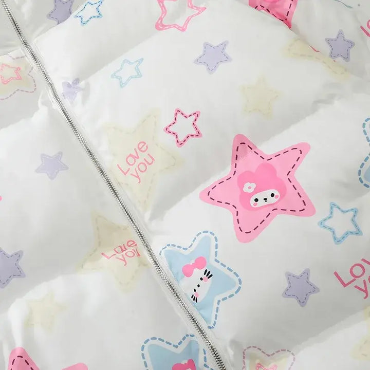 Y2k retro star quilted jacket with classic stand-up collar - jackets