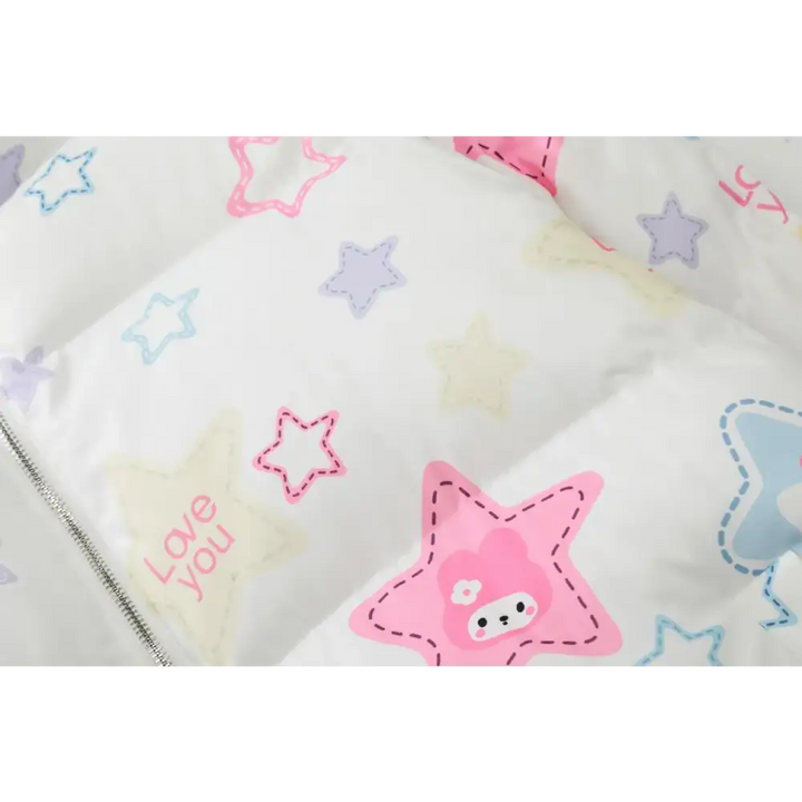 Y2k retro star quilted jacket with classic stand-up collar - jackets