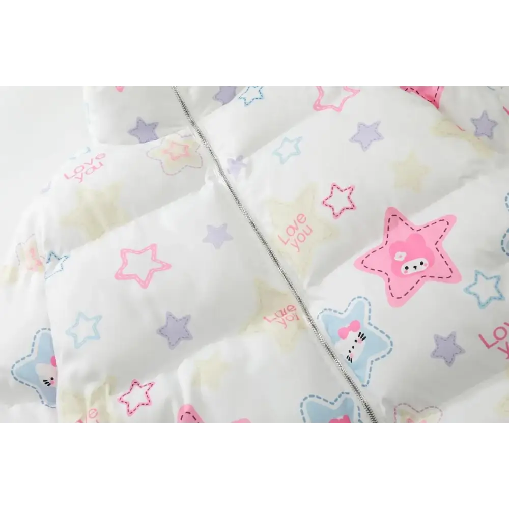 Y2k retro star quilted jacket with classic stand-up collar - jackets