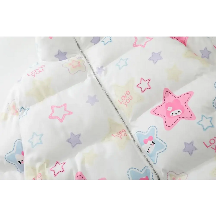 Y2k retro star quilted jacket with classic stand-up collar - jackets