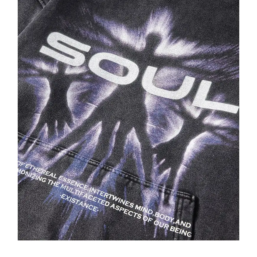 Vintage soul shadow graphic hoodie for a retro y2k look - hoodie