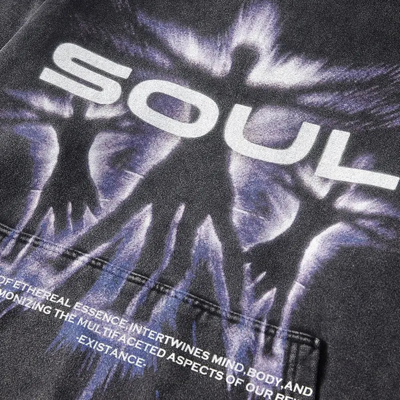 Vintage soul shadow graphic hoodie for a retro y2k look - hoodie
