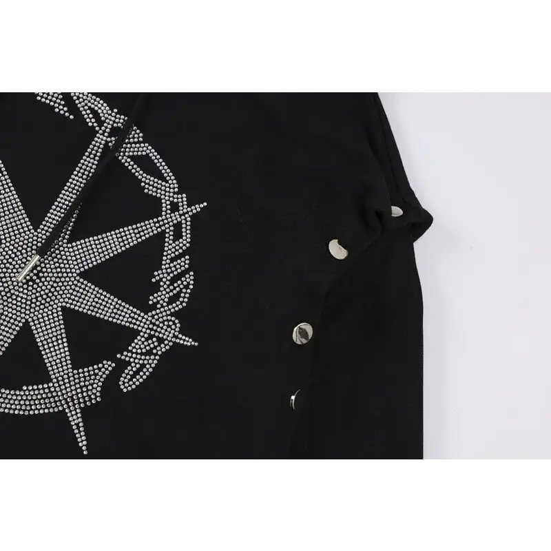 Y2k rhinestone graphic print hoodie for stylish comfort - hoodies