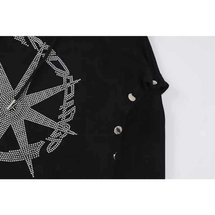 Y2k rhinestone graphic print hoodie for stylish comfort - hoodies