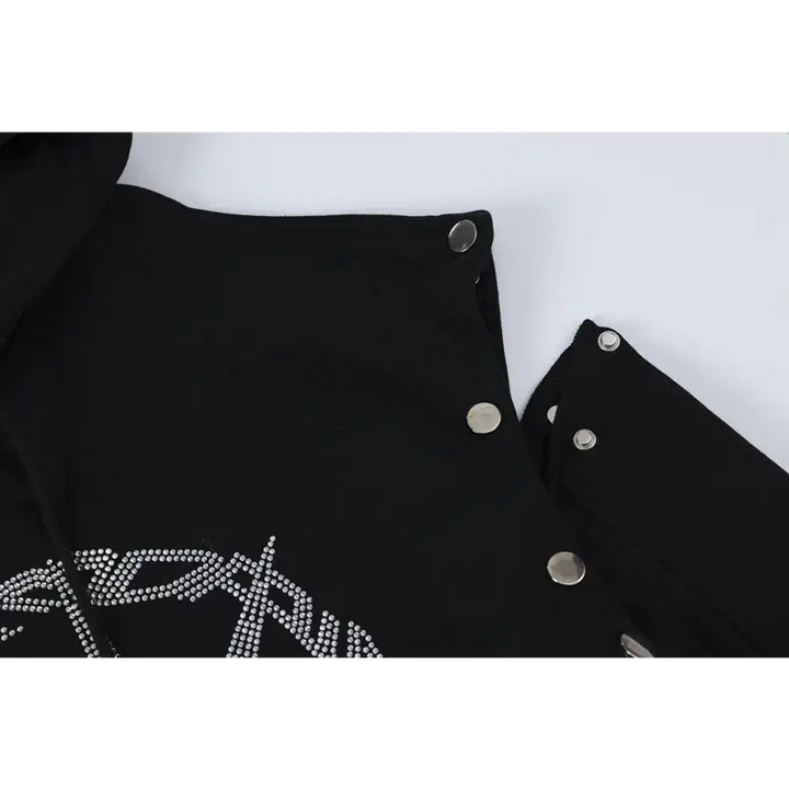 Y2k rhinestone graphic print hoodie for stylish comfort - hoodies