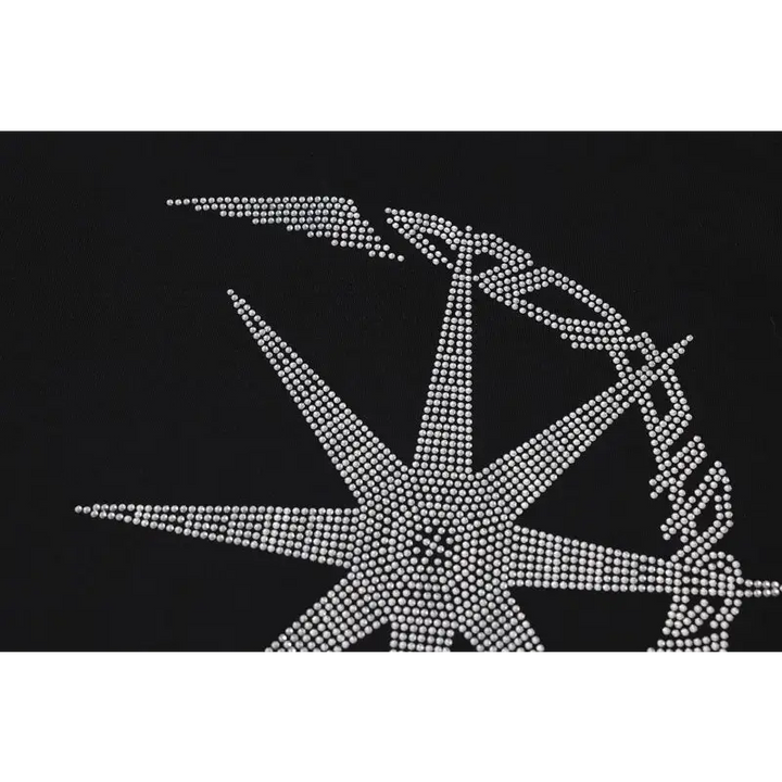 Y2k rhinestone graphic print hoodie for stylish comfort - hoodies