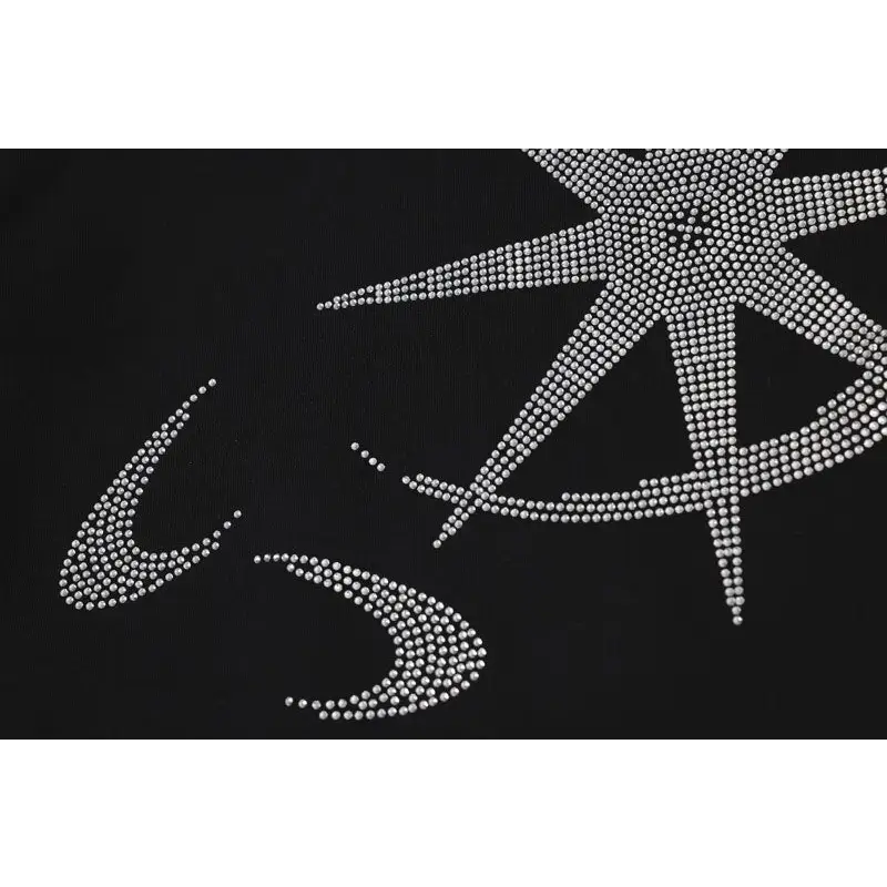 Y2k rhinestone graphic print hoodie for stylish comfort - hoodies