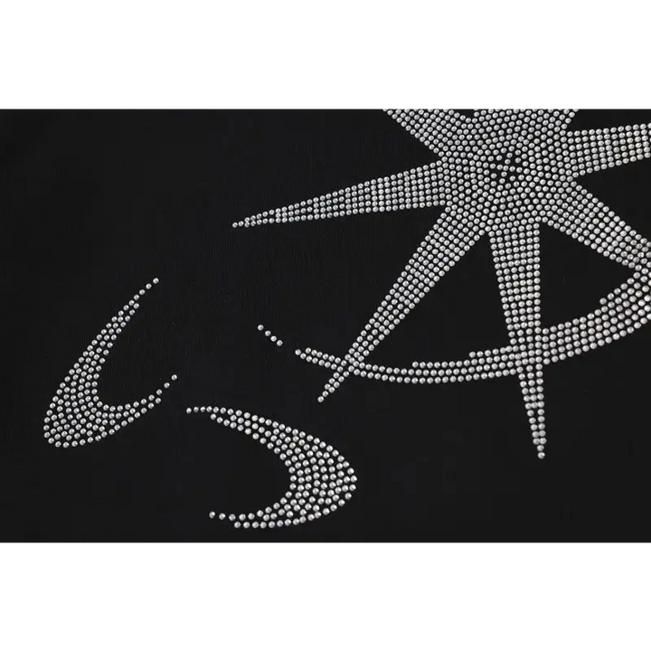 Y2k rhinestone graphic print hoodie for stylish comfort - hoodies