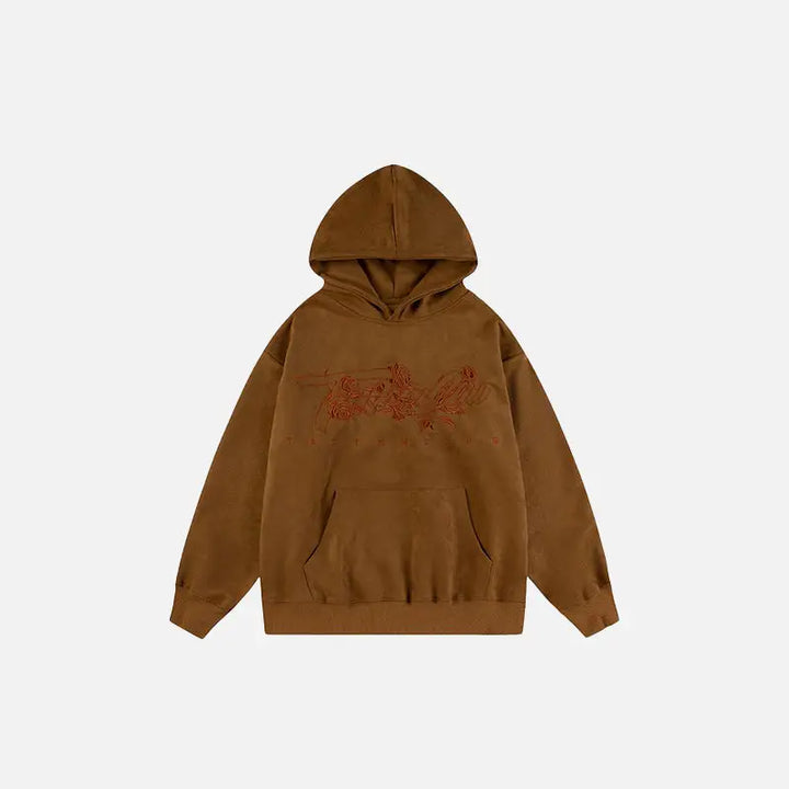Sweat à capuche brodé de roses y2k dans la collection streetwear - auburn / s - hoodies