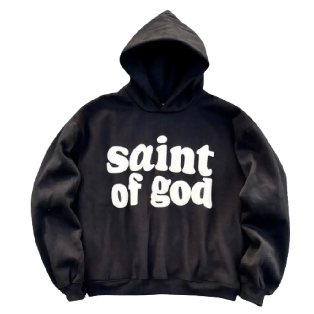 Saint of god hoodie black 700gsm y2k for urban fashion fans - washed / s