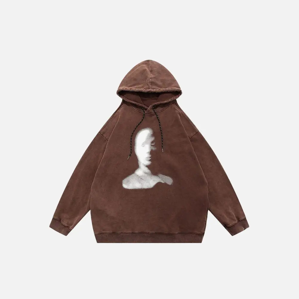 Y2k schizophrenia hoodie from the streetwear collection - brown / m - hoodies